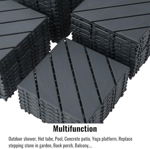 44 Pack Interlocking Deck Tiles, 12x12 Inch Modern Plastic Outdoor Flooring - Image 4