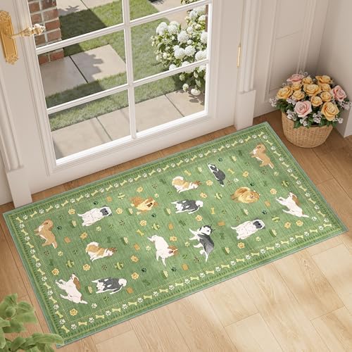 DUKINO 2x4 Rug Runner, Washable Dog Bathroom Rug Soft Non Slip by DUKINO