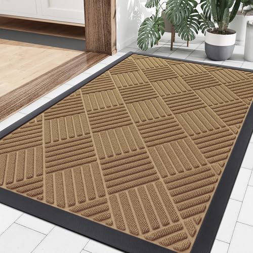 Smiry Front Door Mat Outside Entrance, Natural Rubber Doormat, 35x23 Inch by Smiry