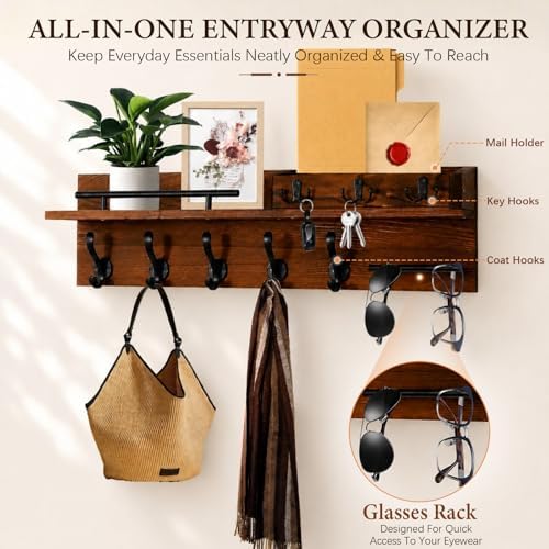 Wooden Wall Mounted Coat Rack for Entryway, Coat Rack Wall Mount - Image 5