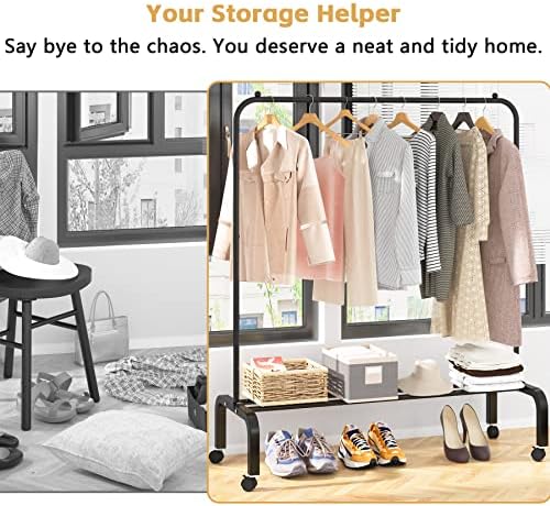 Rolling Clothes Rack Clothing Garment Rack - Image 6