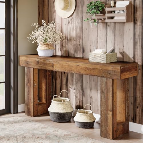 Tribesigns 63-Inch Long Console Table, Farmhouse Wooden Sofa Table Behind The - Image 4
