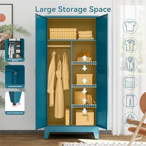 Bevivog 71" Metal Storage Cabinet, Tall Utility Closet Cabinet - Image 4