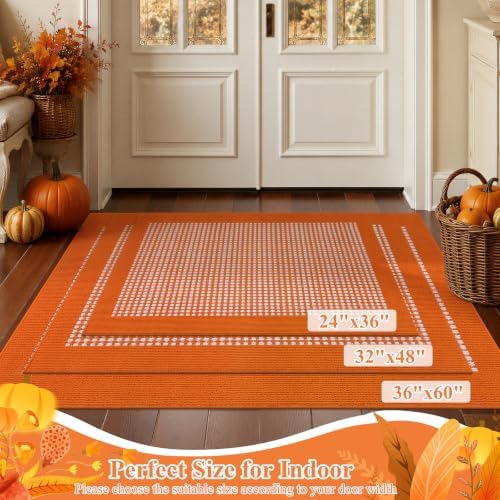 Ileading Fall Indoor Door Mat Washable Orange Muddy Rugs - Image 7