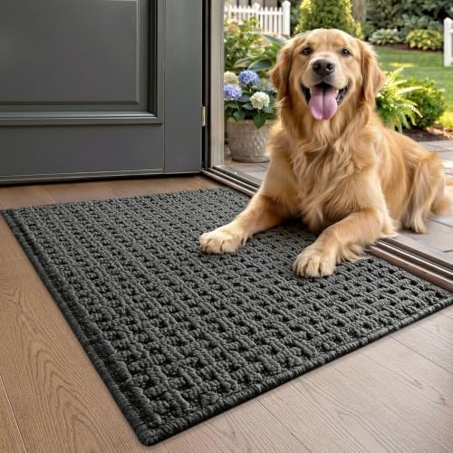 LUMI Washable Indoor Door Mat for Entryway 17x30, Entrance Mat, Deep Gray by LUMI