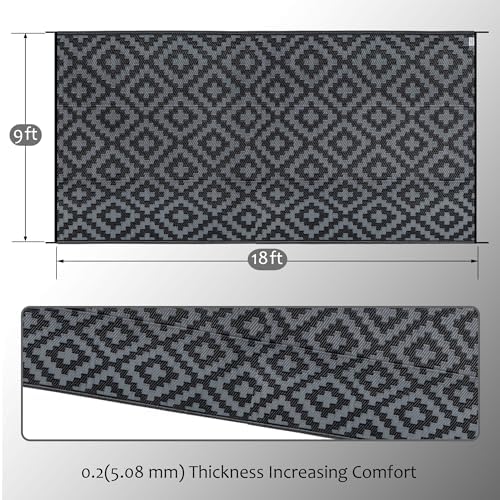 SAND MINE Waterproof Outdoor Rug 9x18 ft, Plastic Reversible Rug, Modern Area - Image 2