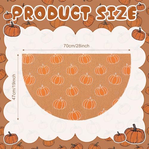 Tinideya Fall Pumpkin Semicircle Doormat Welcome Mat Brown Orange 27.56'' - Image 2