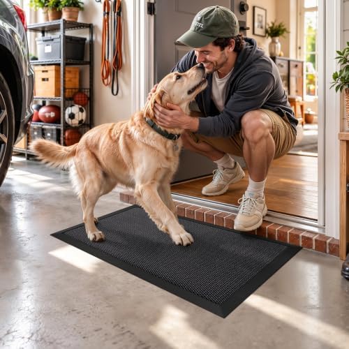 LUMI Outdoor Door Mat Traps & Hides Dirt 17x30, Outside Entrance - Image 4