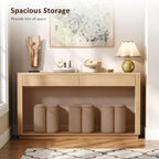 63 Inch Console Table with Storage, Fluted Wood Entryway Table - Image 4