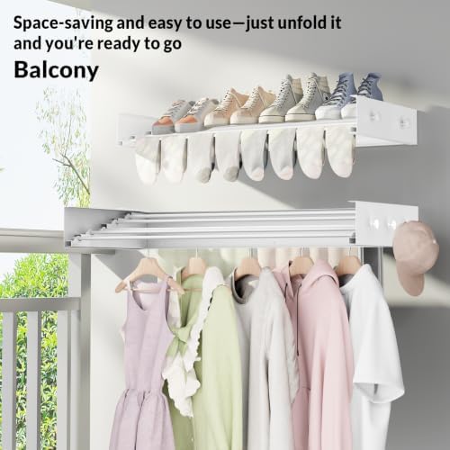 Foldable Wall-Mounted Clothes Drying Rack, 31.5 Inches, Holds up to 60 lbs - Image 4