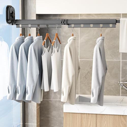 Yctze Wall Mounted Clothes Drying Rack, Retractable Laundry Drying Rack Space - Image 4
