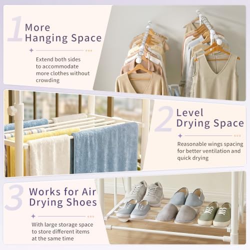 Clothes Drying Rack Foldable，Height & Length Adjustable Drying Rack - Image 5