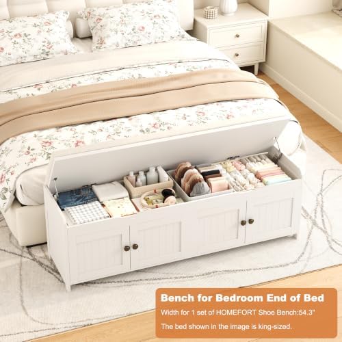 HOMEFORT 54.4" Shoe Bench with Lift Top Storage, Entryway Bench with Cushioned - Image 5