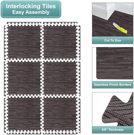 Sorbus Wood Grain Foam Floor Tiles - Image 7
