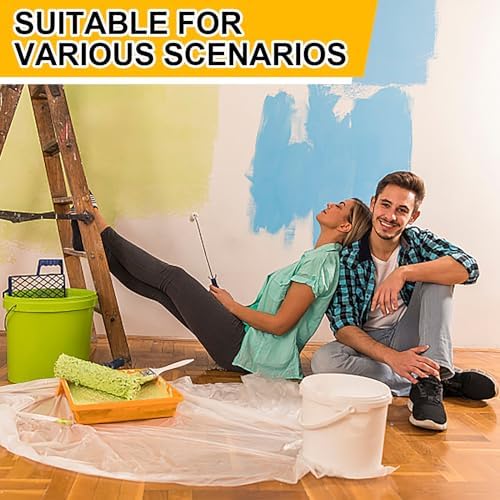 ZENOWICK 30 Pack Plastic Drop Cloth, 9x12 Ft Plastic Sheeting - Image 6