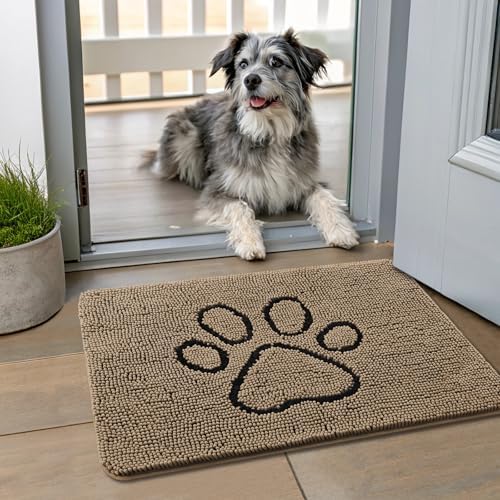 Smiry Dog Door Mat for Muddy Paws, Absorbent Non Slip Dirt Trapper by Smiry