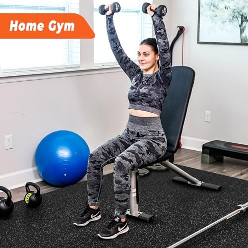 SUPERJARE 0.4'' Thick 48 Pcs 192 Sq Ft Rubber Top Exercise Equipment Mats - Image 2