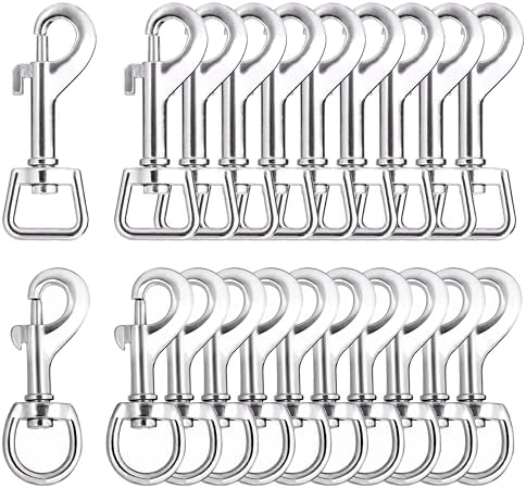 20pcs Swivel Snap Hooks for Dog Leash Collar Linking, 2 Sizes Metal Heavy Duty by LuckyGoddness