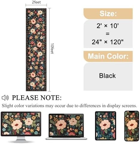DUKINO 2x10 Runner Rug, Floral Washable Kitchen Runner Rug Non Slip - Image 2