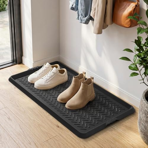 Tchdio Rubber Boot Tray for Entryway – Heavy Duty Shoe Mat, Mud and Snow Mat - Image 2