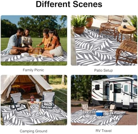 OLANLY Outdoor Rug 9x12 ft Waterproof Reversible Leaf Mat - Image 7