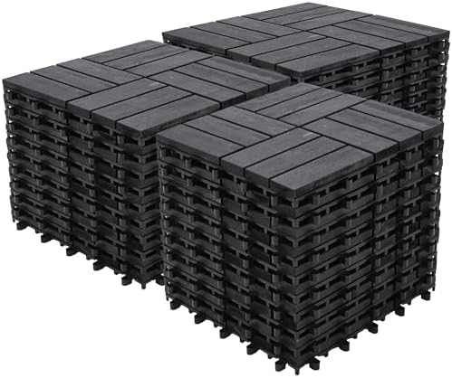 Bliss Outdoors 12-Slat Acacia Hardwood Deck Tiles, Aged Black by BlissHammocks
