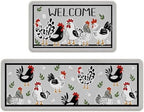 Welcome Farmhouse Chicken Kitchen Rugs Set of 2 by Livcoz