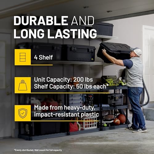 Plano 4-Shelf Plastic Storage Shelves, 48” x 23” x 14”, 200lb Capacity - Image 3