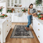 3x4 Entryway Rug Washable Non-Slip–Boho Floral Stain-Resistant Small Area Rug - Image 3
