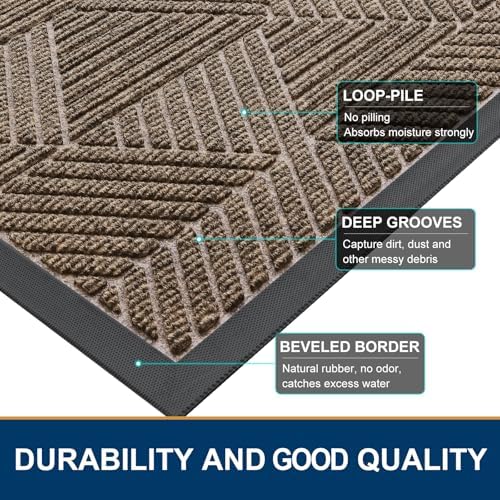 Smiry Front Door Mat Outside Entrance, Low Profile Rubber Doormat - Image 4