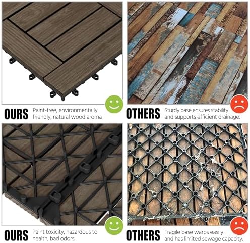Yaheetech 27PCS Patio Floor Tiles Outdoor Interlocking Deck 12 x 12in - Image 4