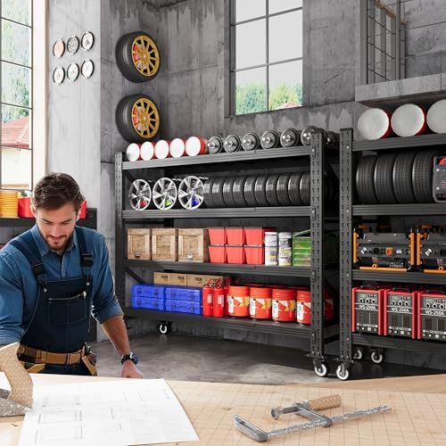 55.1” Wide Heavy Duty Metal Garage Shelving, Steel Shelf - Image 2