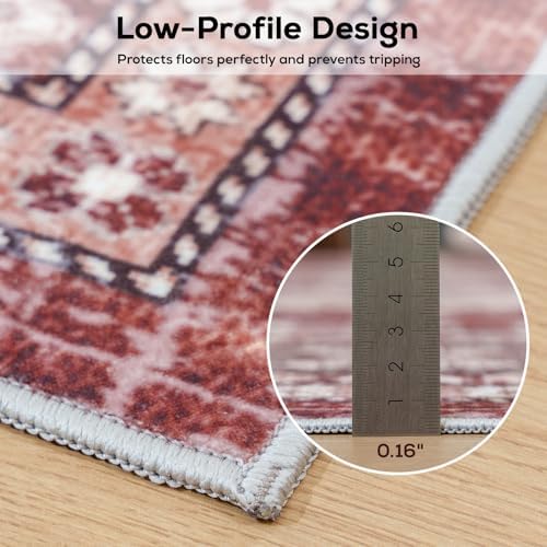 5x7 Living Room Rug, Washable Distressed Boho Vintage Carpet - Image 5