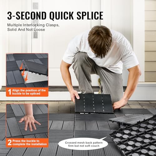 VEVOR 10 sq. ft Plastic Interlocking Deck Tiles, 10 Pack, Patio Floor Decking - Image 5
