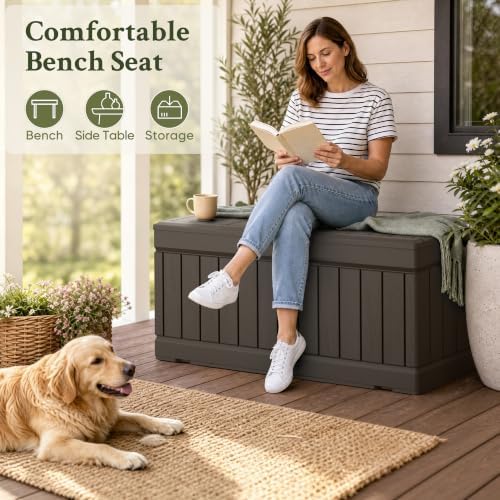 Devoko 78 Gallon Deck Box, Waterproof Resin Outdoor Storage Box - Image 6