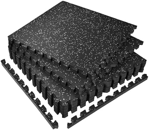 SUPERJARE 0.56'' Thick 24 Sq Ft Rubber Top Gym Flooring by SUPERJARE