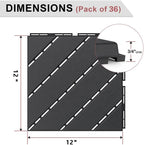 VANCASTLE Interlocking Deck Tiles 36 Pack Dark Grey 12"x12" Patio Pavers - Image 3