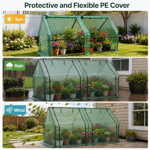 Gardzen Mini Greenhouse, Reinforced PE Cover - Image 5