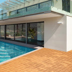10Pcs Interlocking Deck Tiles, Acacia Wood Flooring, 12x12in Raised Base - Image 5