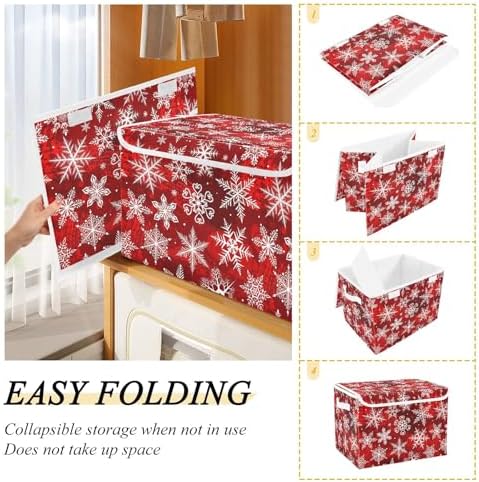 Bolaz Storage Bins with Lids and Handles, Christmas Snowflake Storage Box - Image 4