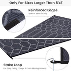 Smiry Outdoor Rug 8x10 ft Waterproof Reversible Boho Mat, Dark Grey - Image 4