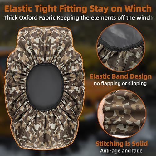 Waterproof Winch Cover for 8500-12000 lb Winches, Camouflage - Image 4