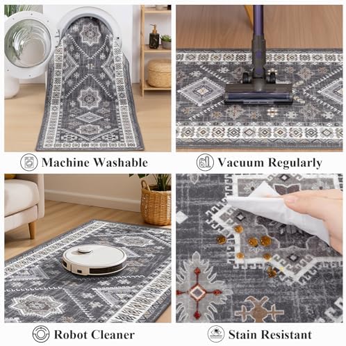 HEBE Boho Kitchen Mats for Floor 24''x120'', Non Slip Washable Runner Rug - Image 5