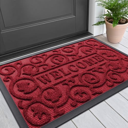 Smiry Front Door Mat Outside Entrance, Low Profile Rubber Doormat by Smiry