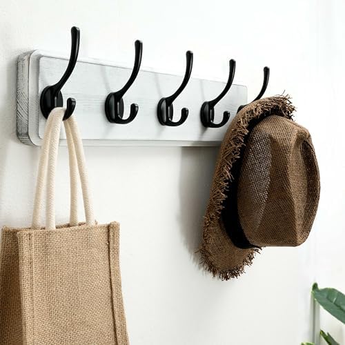 SKOLOO Rustic Coat Rack Wall Mount, 5 Hooks, 17 Inch, Solid Wood - Image 2