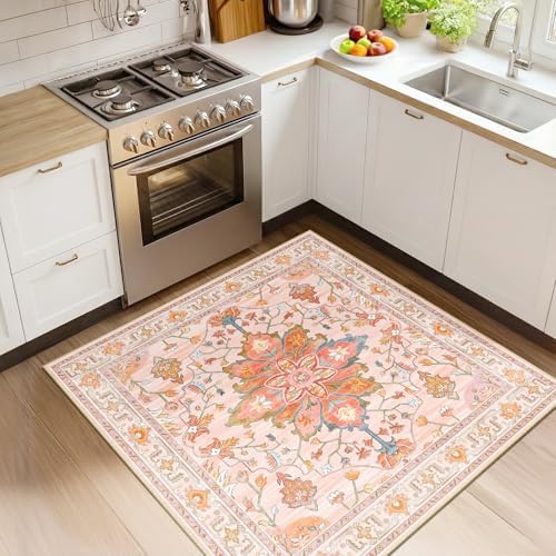 RELEANY Washable Area Rug, Square 4'x4' by RELEANY