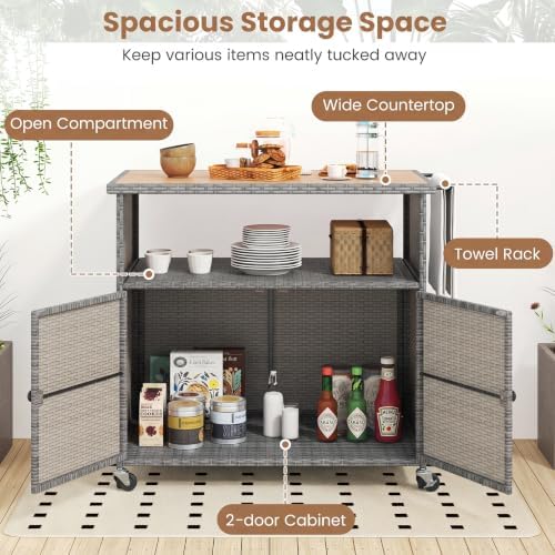 Tangkula Rattan Outdoor Storage Cabinet - Image 6