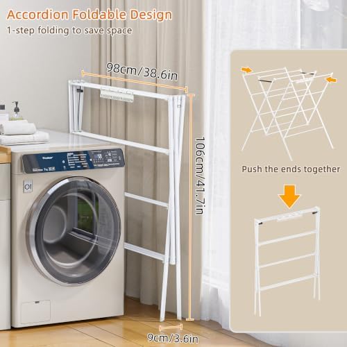 Drying Rack Clothing, 35.4in Long Drying Poles Large Clothes Drying Rack - Image 5