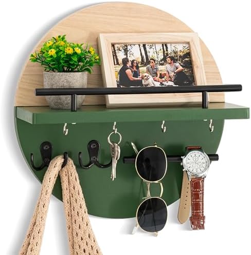Key Holder Wall Mount with Shelf and Hooks, Mail Organizer by dreampossible