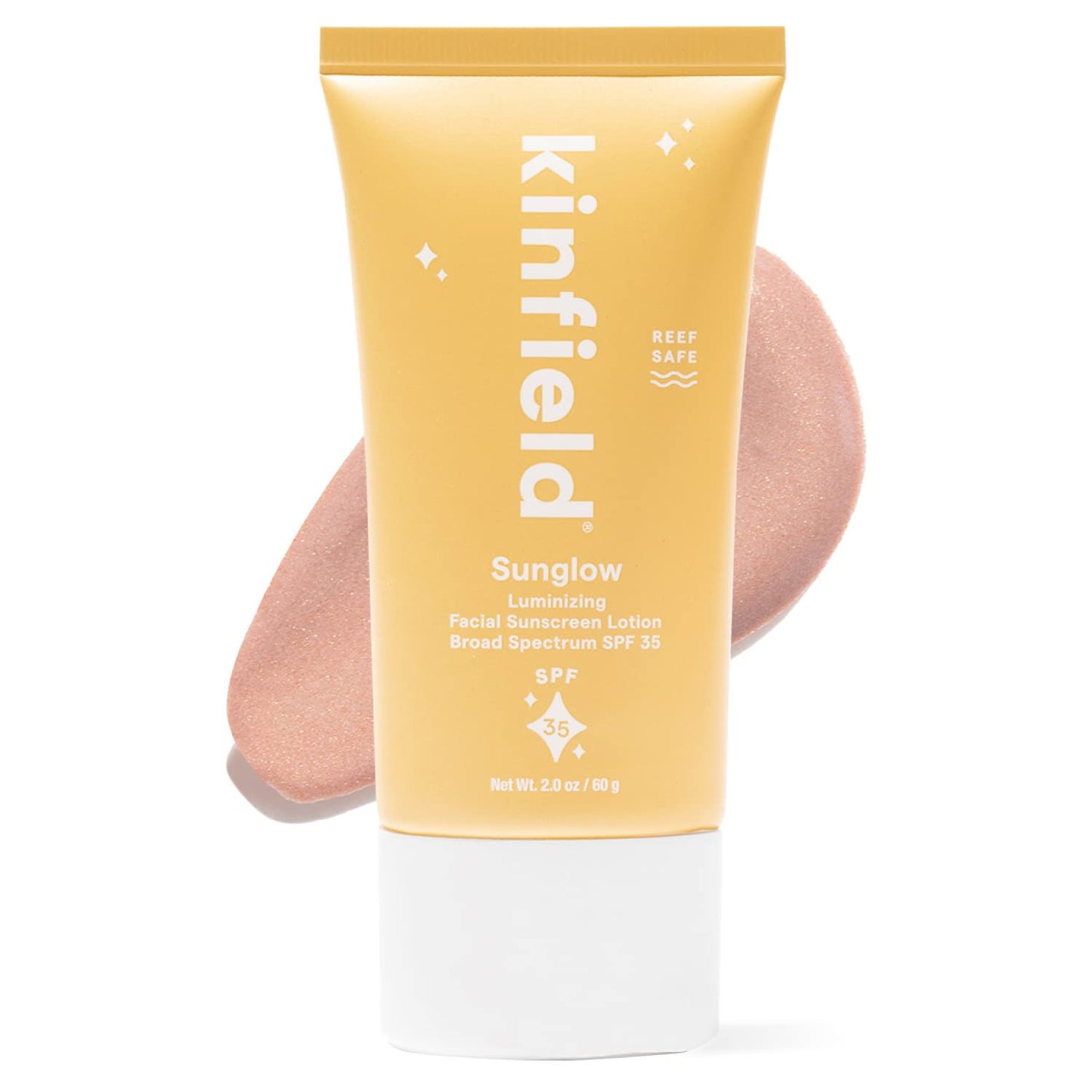 Kinfield Sunglow - Mineral Sunscreen for Face - SPF 35 - Luminizing Tint - 100% Natural Fragrance, Reef-Safe and Cruelty-free Skincare - 2.0 oz / 60 g